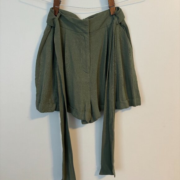 ASOS | Green Tie Waist Shorts - Picture 3 of 4